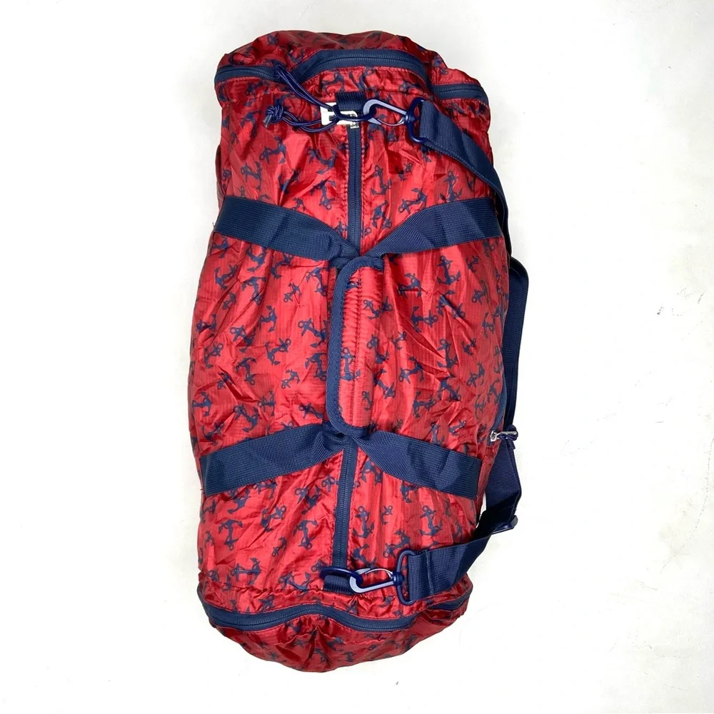 G.H. Bass & Co. Red and Blue Anchor Packable Duffel Bag